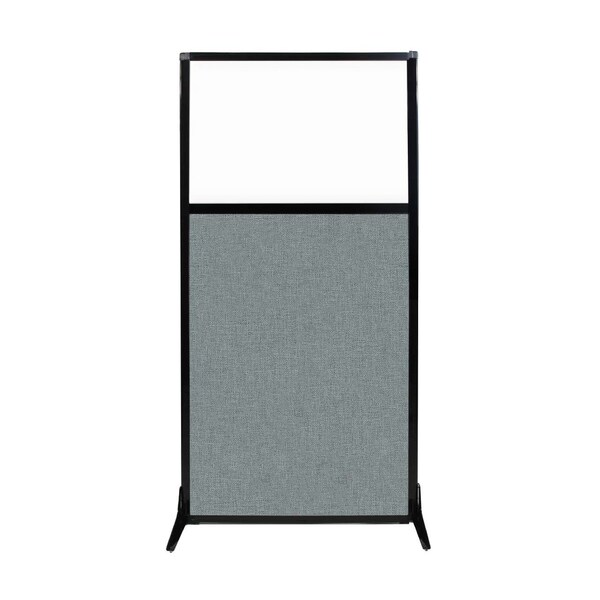 Work Station Screen 33" x 70" Sea Green Fabric With Clear Window